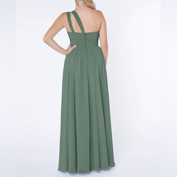 {Azazie} Molly One-Shoulder Green Dress - Picture 2 of 5